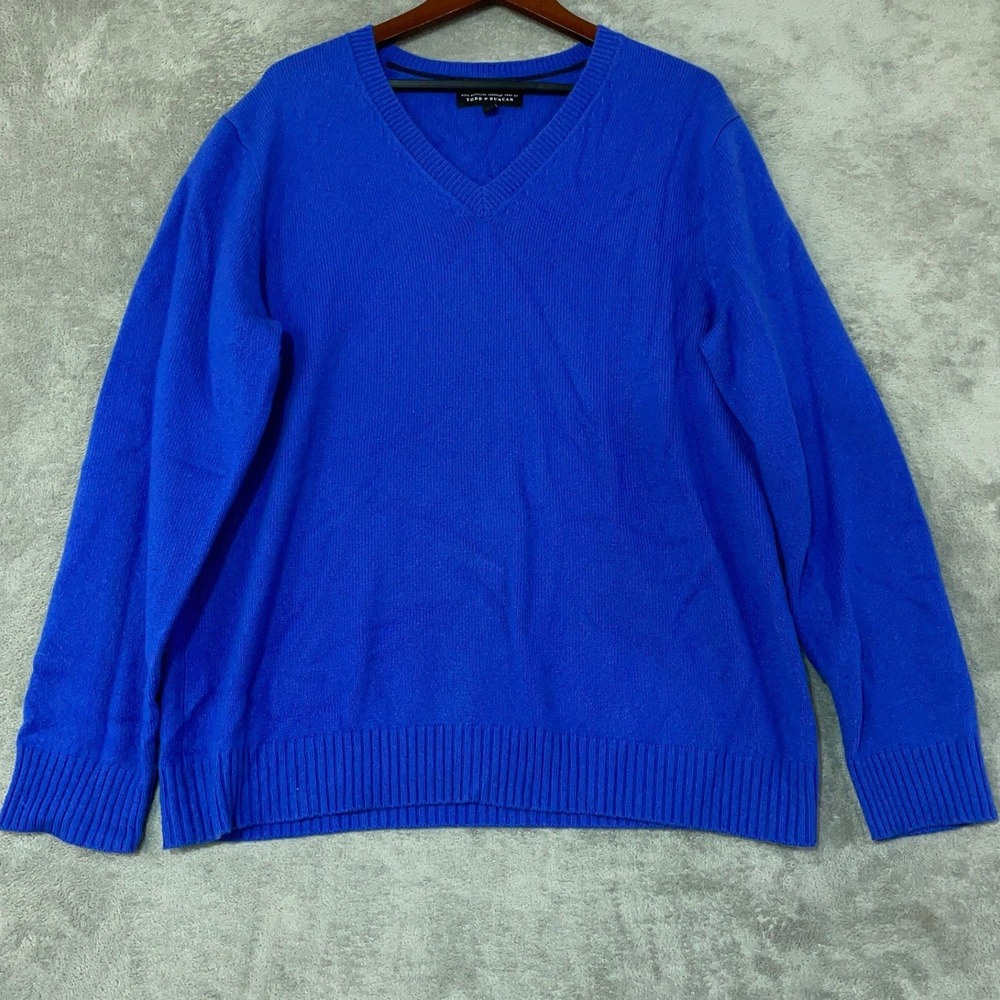 Banana Republic Todd & Duncan Men's XL Blue V-Neck Cashmere Sweater